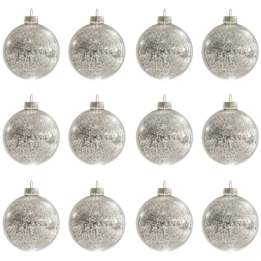 Christmas Ball Ornaments Set of 12pcs-3.15” Silver Mercury Glass Xmas Hanging Ball Decorations ... | Amazon (US)