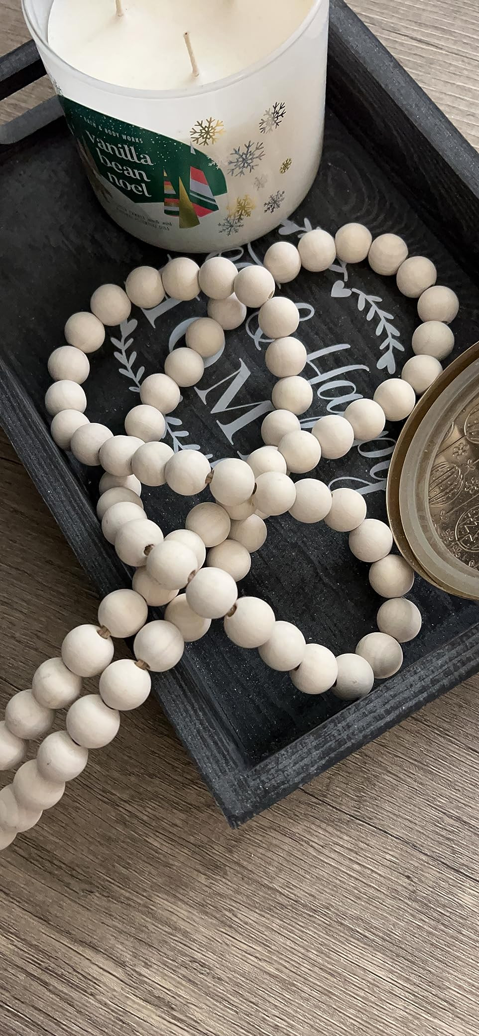 Farmhouse Beads 58in Wood Bead Garland with Tassels Rustic Country Decor Prayer Boho Beads Big Wa... | Amazon (US)