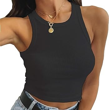 Artfish Women Casual Basic Sleeveless High Neck Rib-Knit Y2k Crop Tank Top | Amazon (US)