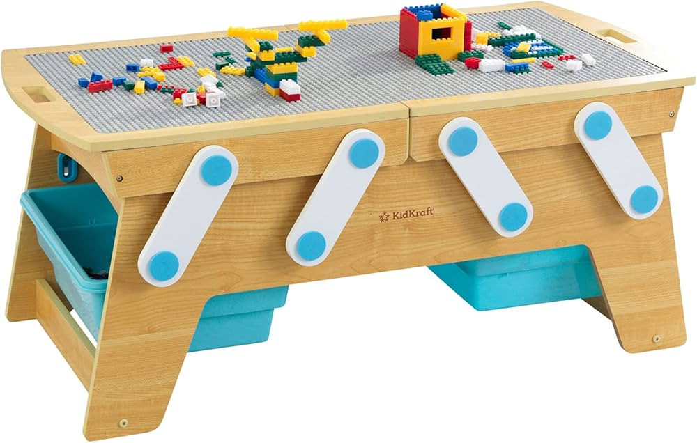 KidKraft Building Bricks Play N Store Wooden Table, Children's Toy Storage with Bins, 200+ Buildi... | Amazon (US)