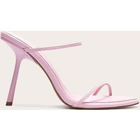 Baby Pink Satin Round Toe Strap High Stiletto Heeled Mules, Pink | PrettyLittleThing UK