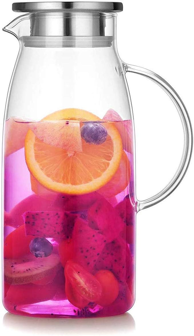 Artcome 60 Ounces Glass Iced Tea Pitcher with Stainless Steel Strainer Lid, Hot/Cold Water Jug, J... | Amazon (US)