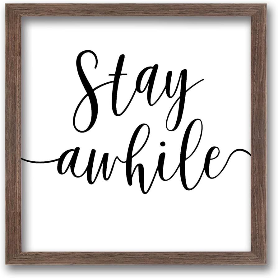 FINGERINSPIRE Stay Awhile Art Sign Solid Wood Bathroom Sign with Arylic Layer 7x7 Inch Funny Bath... | Amazon (US)