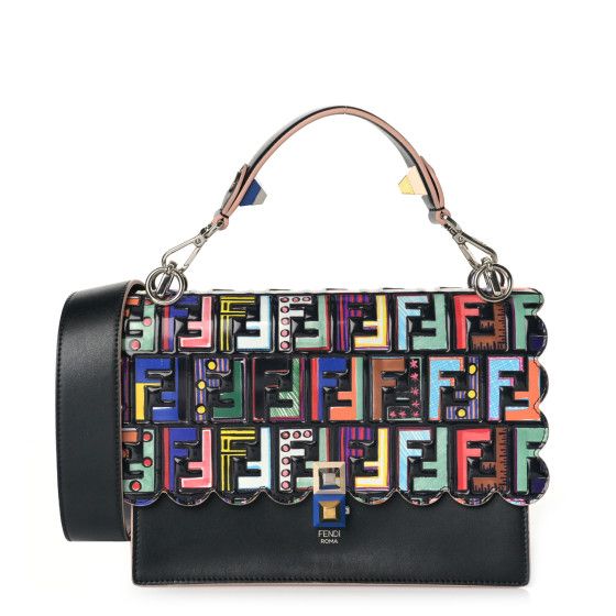 Vitello Liberty Fun Fair Embossed Scalloped Kan I Shoulder Bag Black Multicolor | FASHIONPHILE (US)