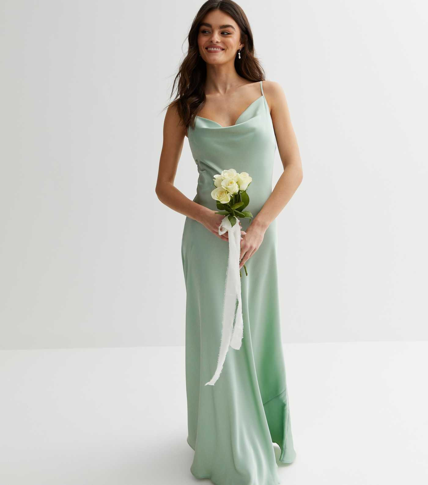 Light Green Satin Cowl Neck Strappy Maxi Dress
						
						Add to Saved Items
						Remove from ... | New Look (UK)