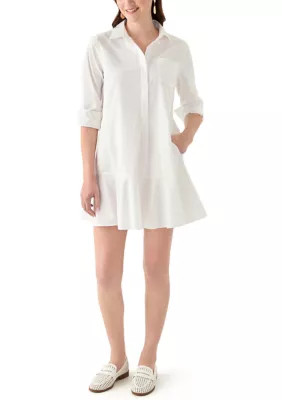 Crown & Ivy™ Women's Short Sleeve Flounce Shirtdress | Belk