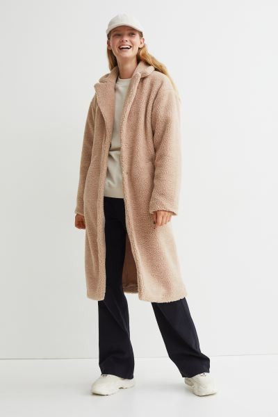 Long Faux Shearling Teddy Bear Coat | H&M (US + CA)
