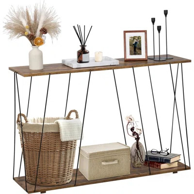 Console Tables For Entryway, Narrow Entryway Table, 43.3" L Sofa Table, Couch Table Behind Sofa For Living Room, Foyer, Hallway, Rustic Brown | Wayfair North America