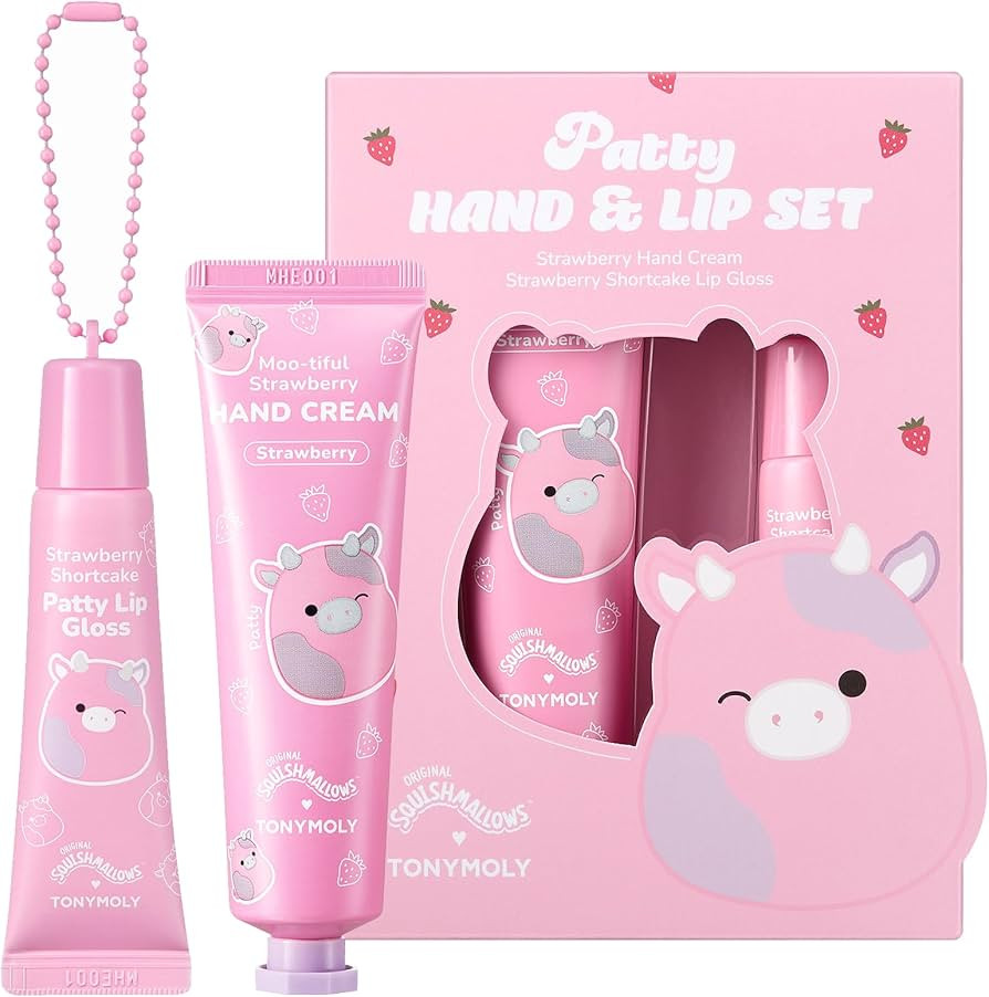 TONYMOLY x Squishmallow Easter Basket Stuffer Patty the Cow 2 PC Hand Cream & Lip Gloss Set, Stra... | Amazon (US)