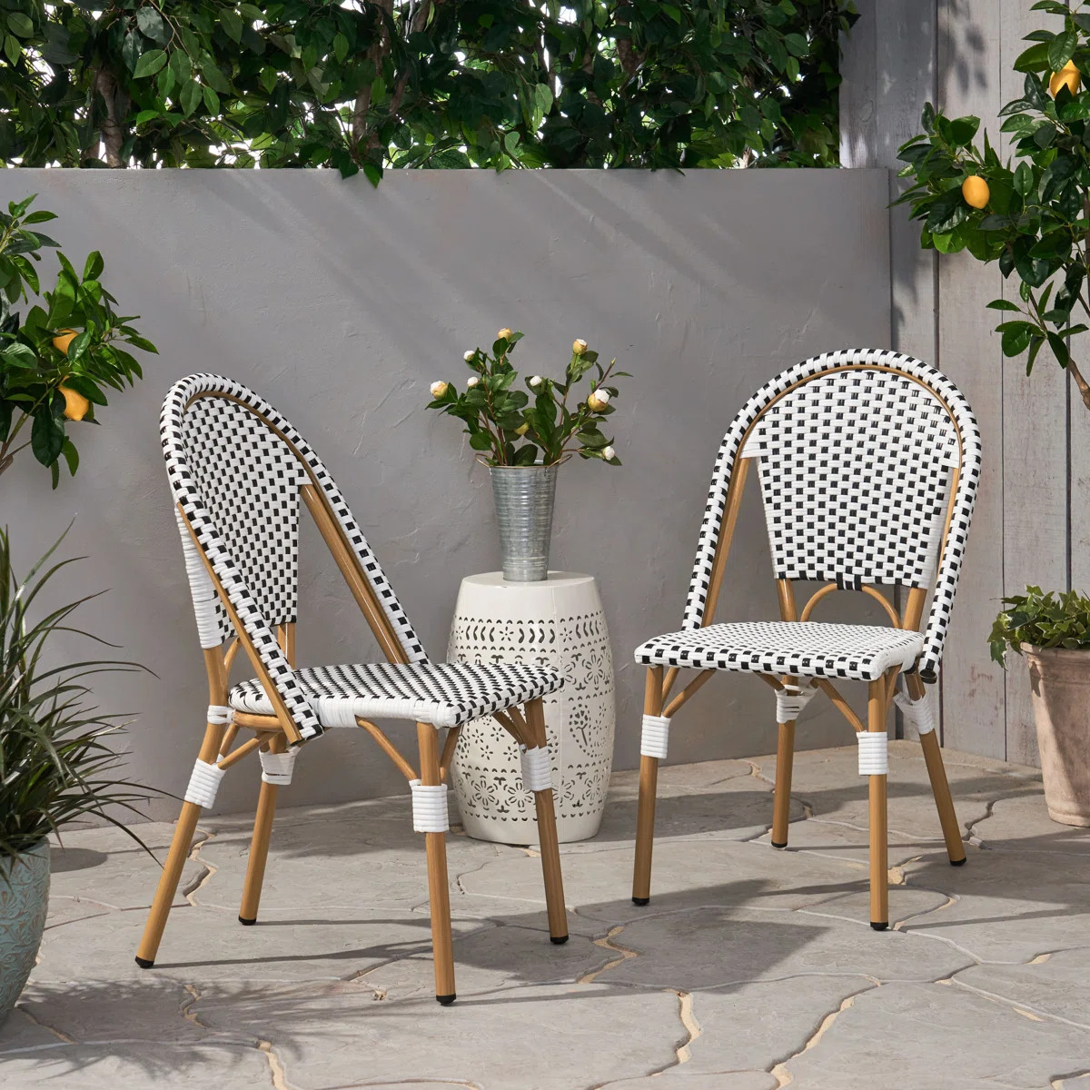 Wicker Premium All-Weather Wicker Outdoor Dining Side Chair (Set of 2) | Wayfair North America