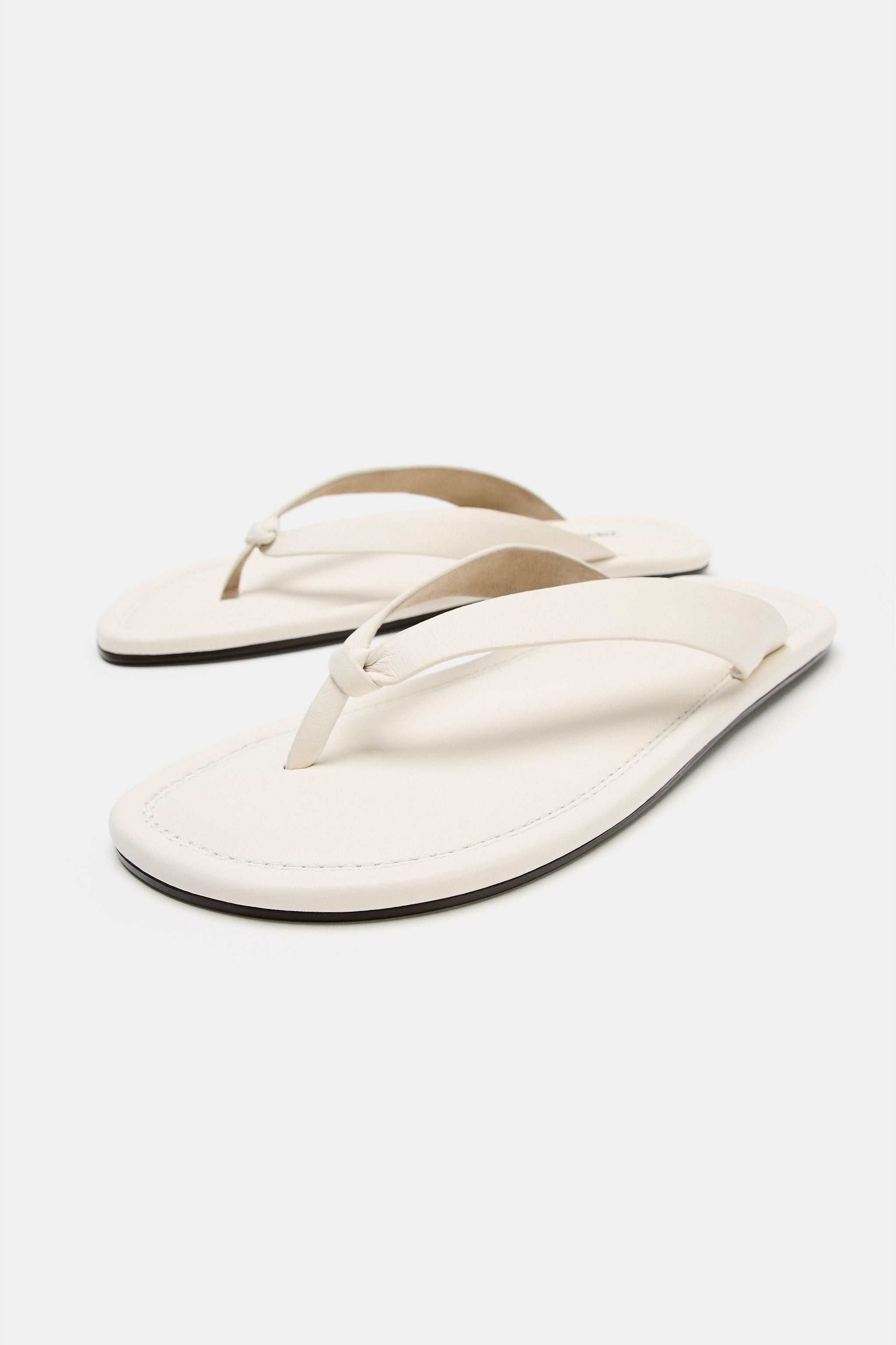 FLAT LEATHER SANDALS | Zara UK