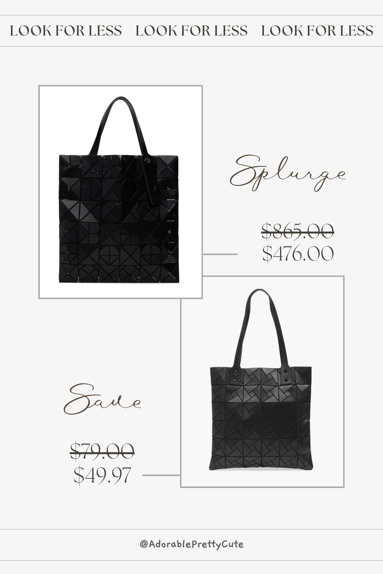 Look for Less｜Sculptural Black Tote Edit 🖤
A sculptural black tote with geometric texture — bold, modern, and easy to style 🖤
#LookForLess #SaveOrSplurge #BlackTote #GeometricBag #Baobao #BaoBaoInspired #DesignerInspired #MinimalStyle #ModernAccessories #BagEdit #LTKFinds 

 #LTKsale #LTKstyletip #LTKbag