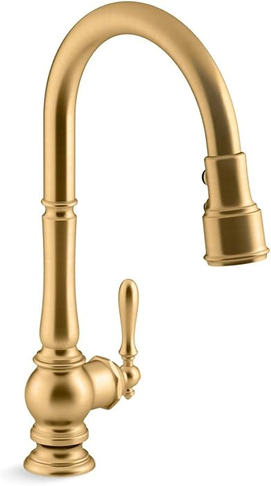 Artifacts\u00ae Single-Hole Kitchen Sink Faucet with 17-5/8" Pull-Down spout and Turned Lever Han... | Amazon (US)