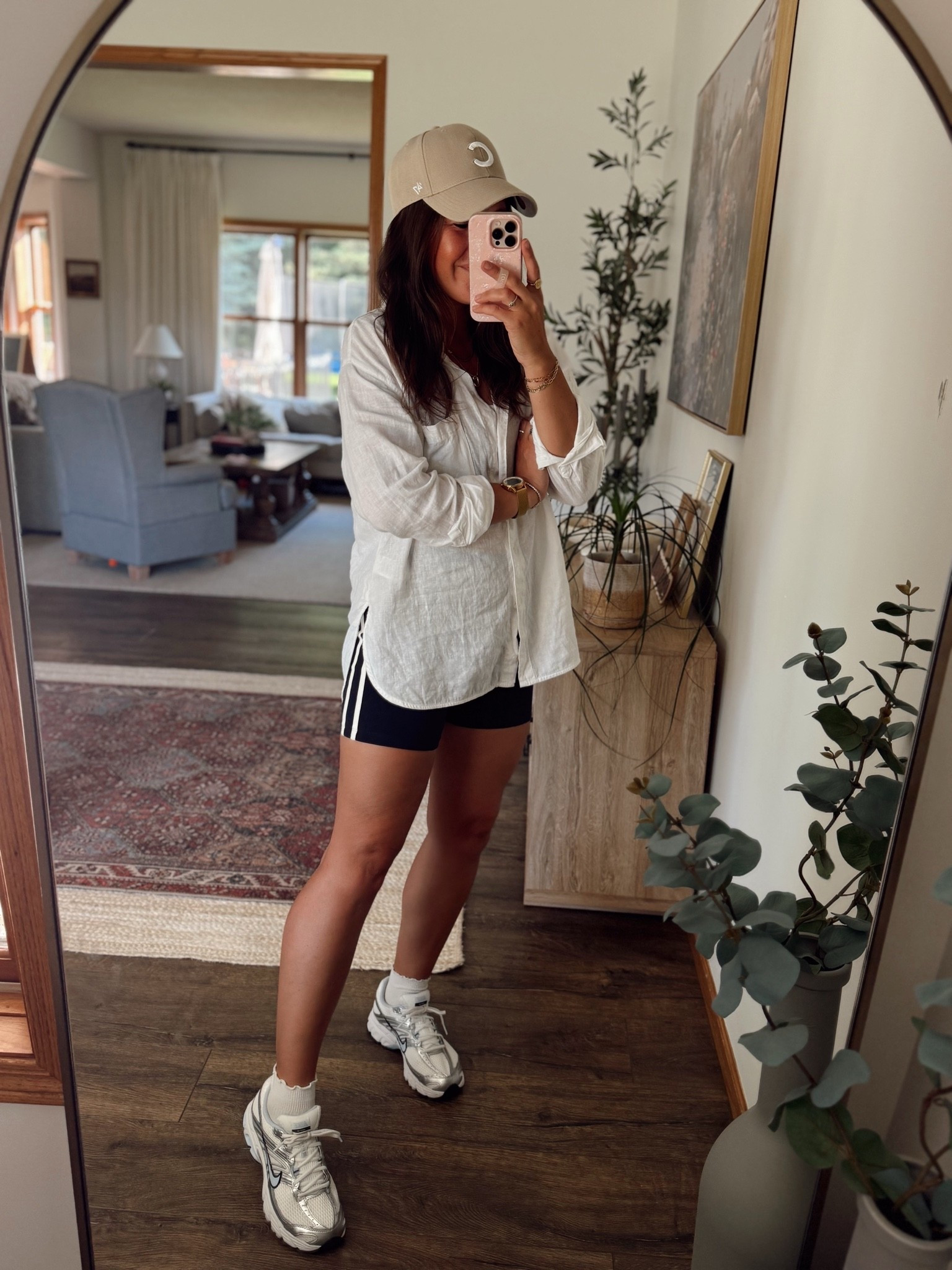 Comfiest biker shorts matching set. Linen shirt is the best closet staple.

Medium shirt & shorts, small sports bra

#LTKootd #LTKmomlife #LTKActive