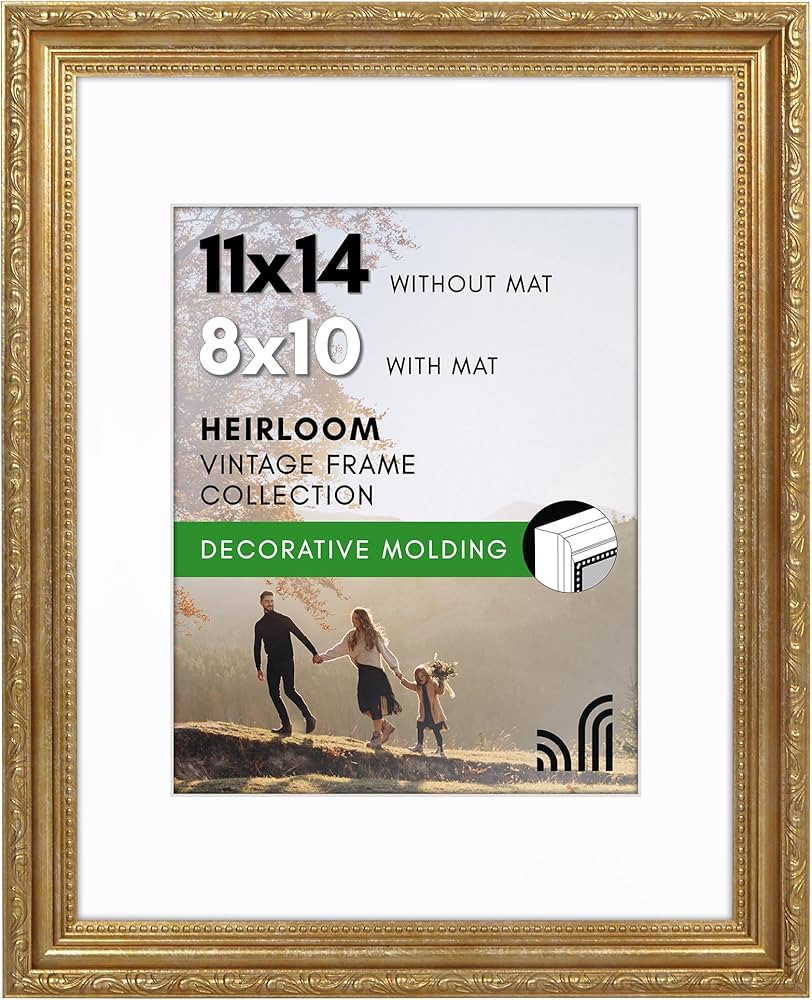 Americanflat 11x14 Picture Frame with Shatter-Resistant Glass - Use as 8x10 Frame with Mat or Dis... | Amazon (US)