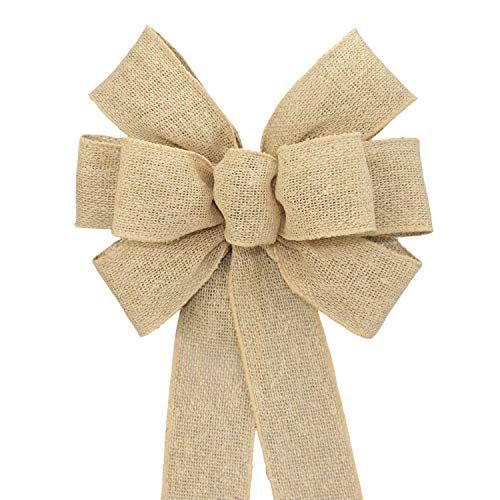 GiftWrap Etc. Natural Burlap Ribbon Wreath Bow - 10" Wide, 18" Long Tails, Fall Decor, Thanksgiving, | Amazon (US)
