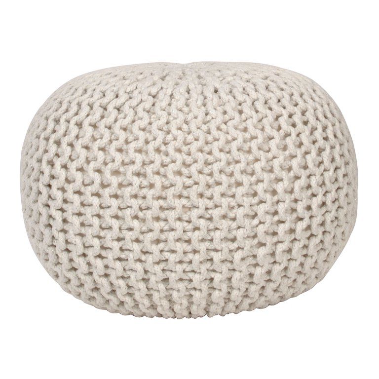 Decor Therapy Lurex Yarn Round Pouf, Off-White | Walmart (US)