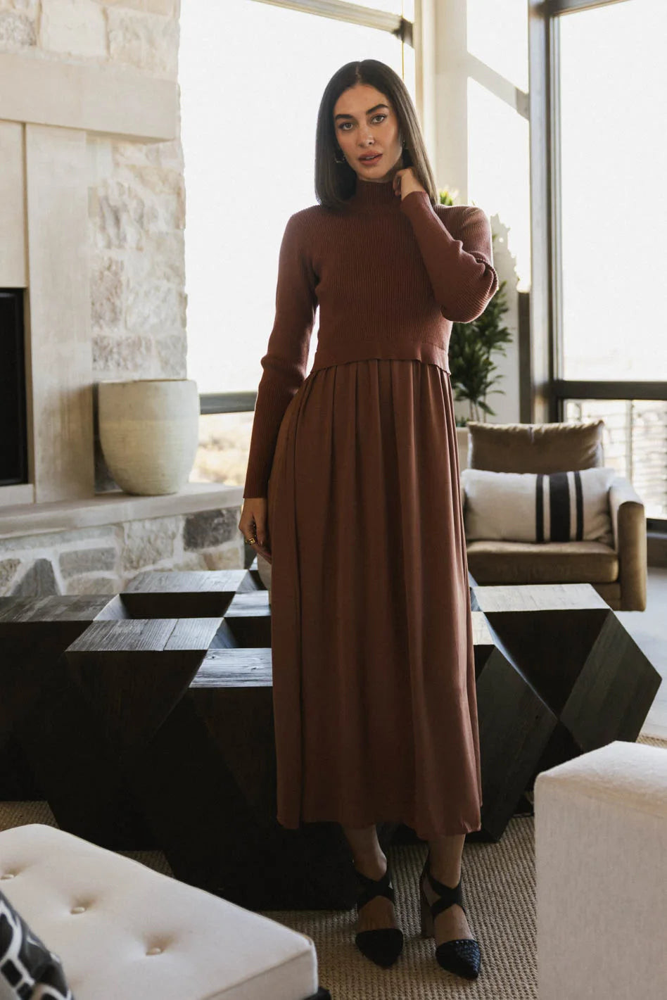 Zeda Maxi Dress in Rust | Böhme US