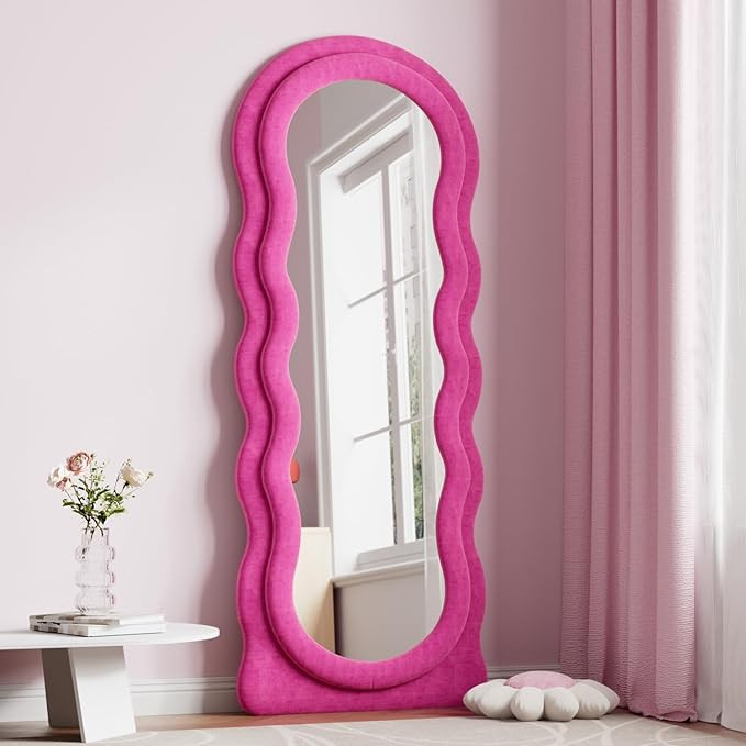 Full Length Mirror, 63" x 24" Irregular Wavy Mirror, Large Floor Length Mirrors Wall Mounted, Sta... | Amazon (US)