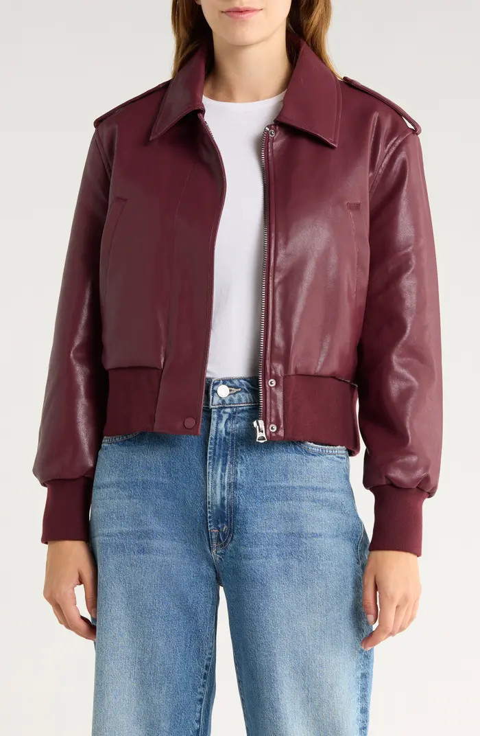 Waterproof Faux Leather Aviator Jacket | Nordstrom Rack