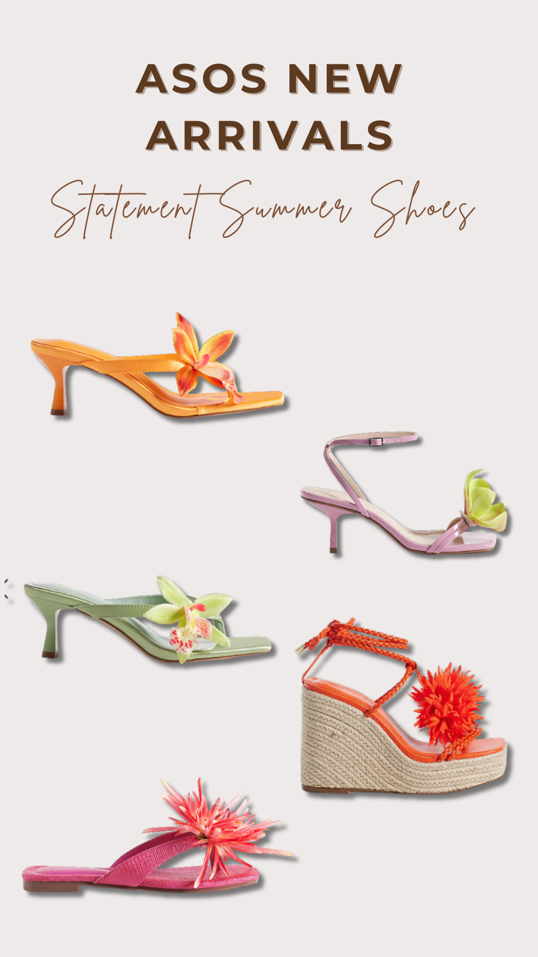 These ASOS new arrivals are bringing all the fun summer vibes 🌸✨ Colorful heels, floral details, and statement sandals that are perfect for vacations, brunch, weddings, and summer nights out.

#ASOS #AsosStyle #NewArrivals #SummerShoes #StatementHeels #VacationStyle #ColorfulFashion #SandalSeason #LTKStyle #SummerFashion 

 #LTKgrwm #LTKootd #LTKSeasonal