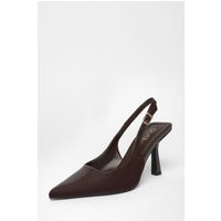 Brown Patent Sling Back Court Heels | Quiz Clothing