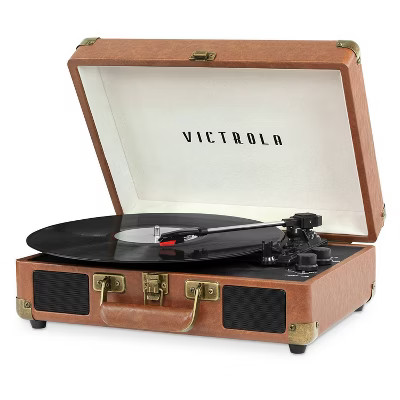 Victrola Journey 3-Speed Bluetooth Suitcase Record Player - Brown | Target
