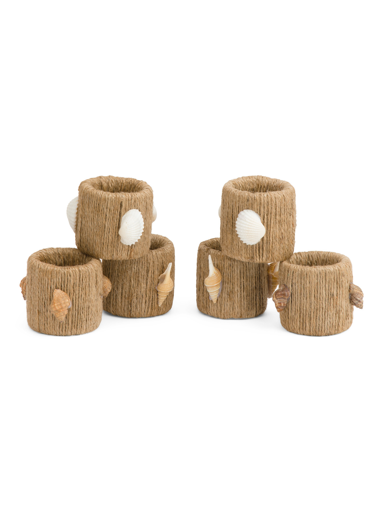 6pk Natural Jute Napkin Rings With Seashell Details | TJ Maxx