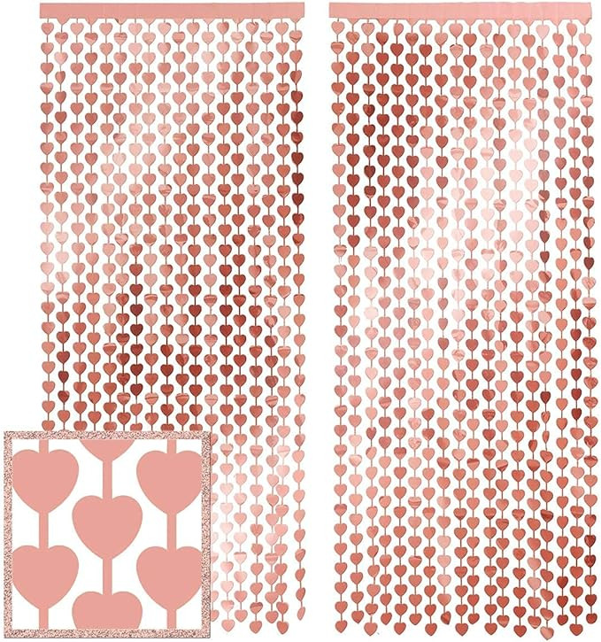 xo, Fetti Valentine's Day Heart Foil Curtain, Bachelorette Party Decorations - Set of 2 | Rose Go... | Amazon (US)