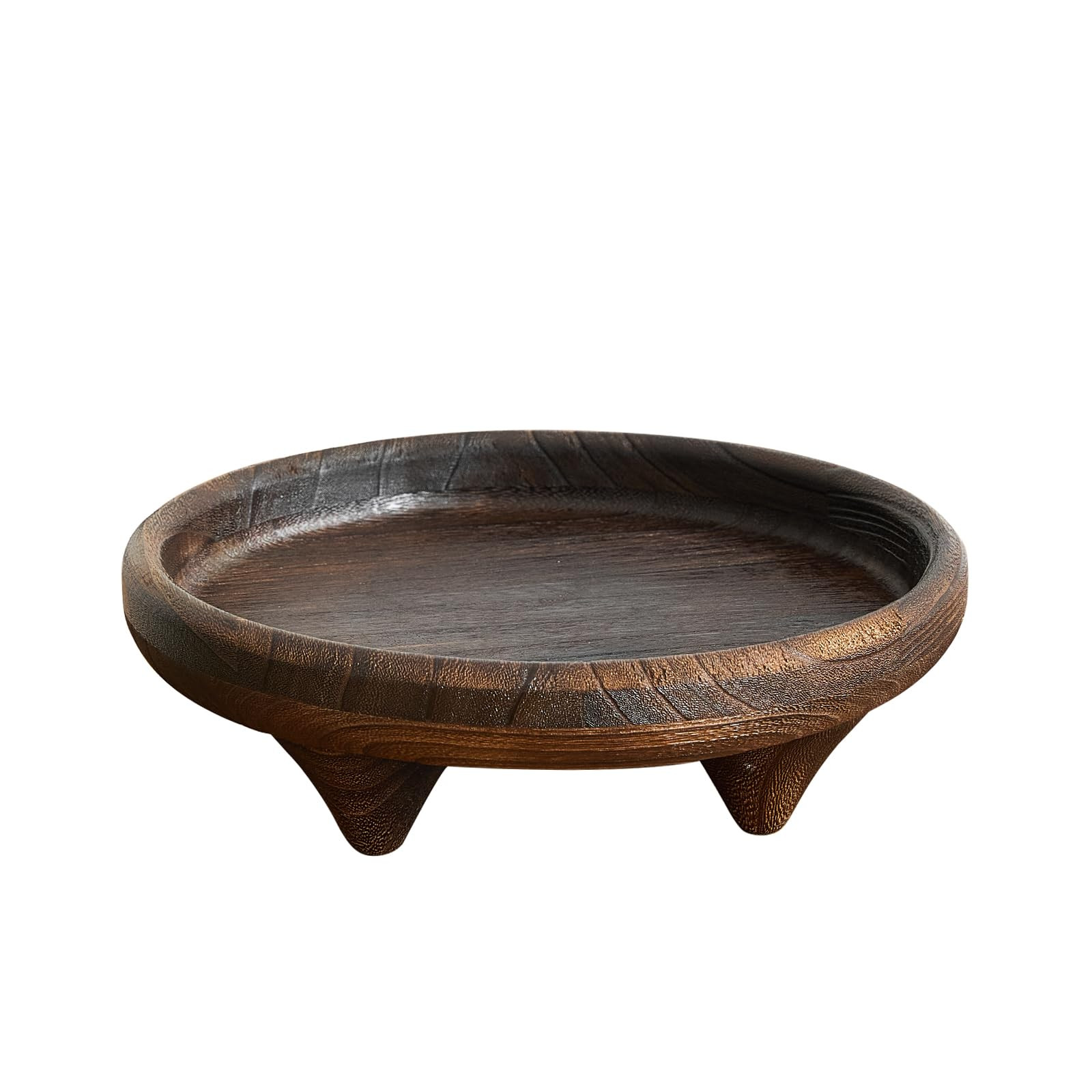 Light Wood Round Footed Serving Tray,Wabi Sabi Decor,Brown Decorative,Candle Tray,Wooden Display ... | Amazon (US)