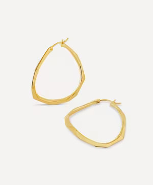 22ct Gold-Plated Vermeil Silver Thalassa Large Faceted Statement Hoop Earrings | Liberty London (UK)