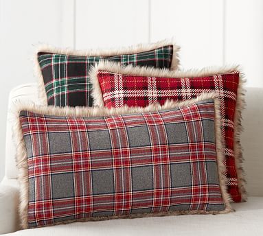 Nottingham Plaid with Faux Fur Back Pillow Covers | Pottery Barn (US)