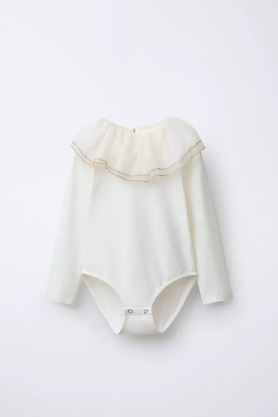 DOUBLE TULLE COLLAR BODYSUIT | Zara US