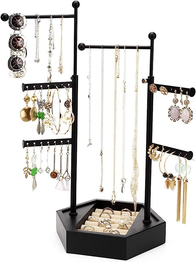 Emfogo Jewelry Organizer Stand - 6 Tier Jewelry Holder with Adjustable Height Necklace Holder Org... | Amazon (US)