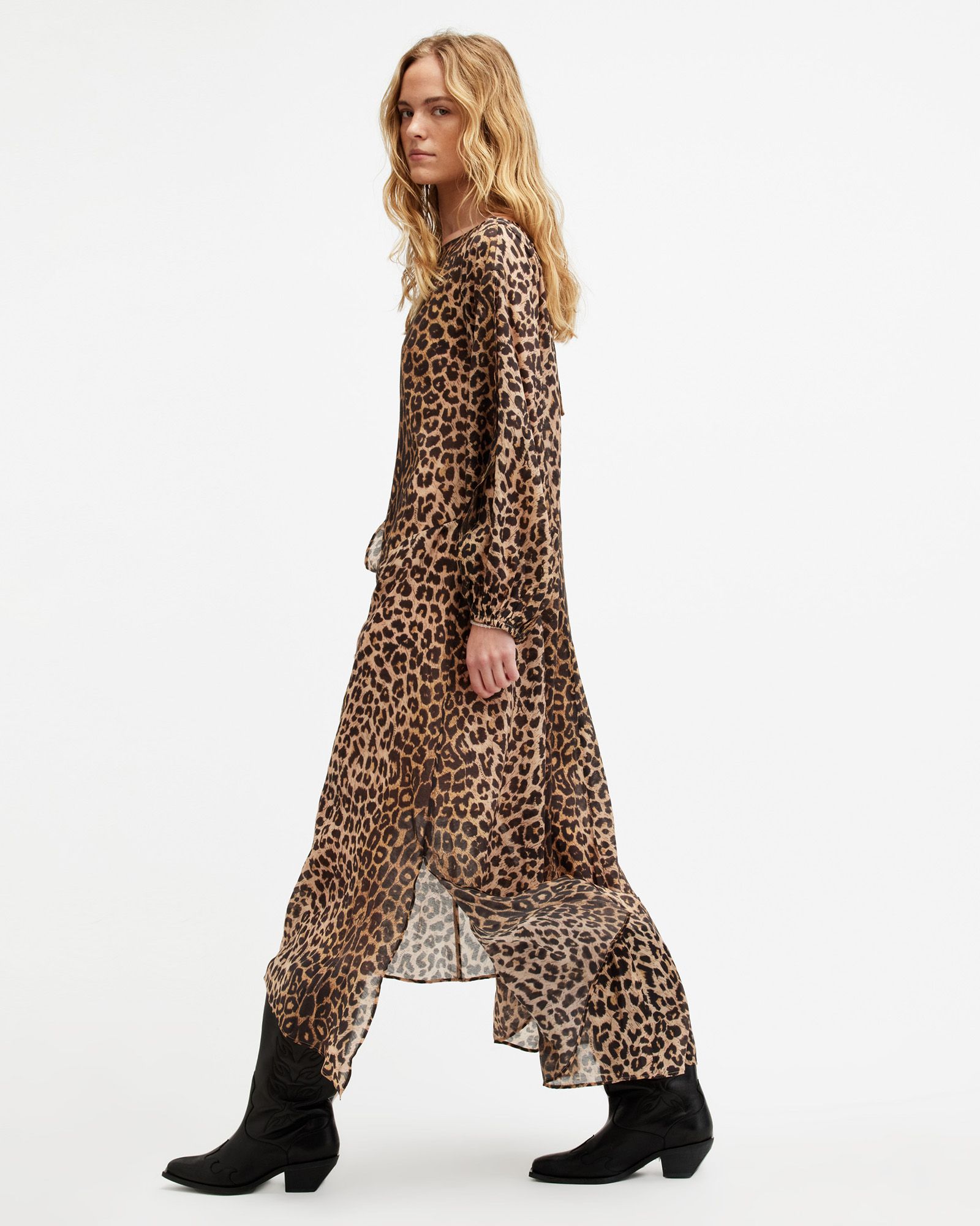 Jane Leopard Print Maxi Cover Up Dress LEOPARD BROWN | ALLSAINTS | AllSaints UK