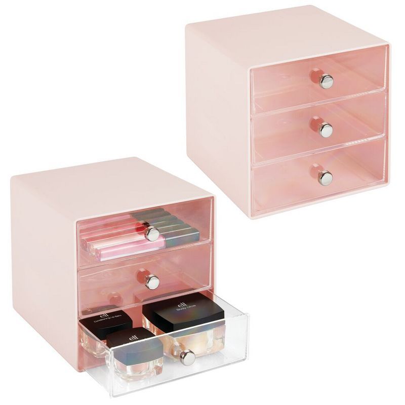 mDesign Plastic Makeup Storage Organizer Cube, 3 Drawers, 2 Pack | Target