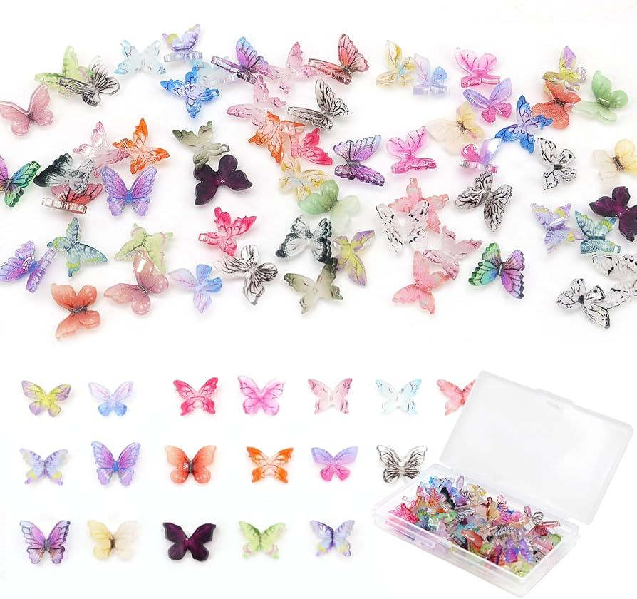60Pcs Mini Resin Butterflies, Miniature Dollhouse Accessories Tiny Butterflies for Crafts, Mini R... | Amazon (US)