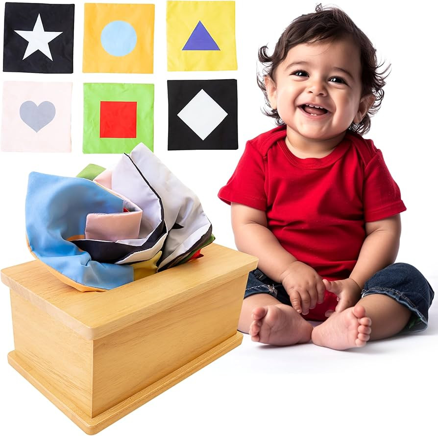 Sensory Tissue Box Toy for Babies 6-12 Months - Montessori Baby Tissue Box with Crinkle Paper, Na... | Amazon (US)