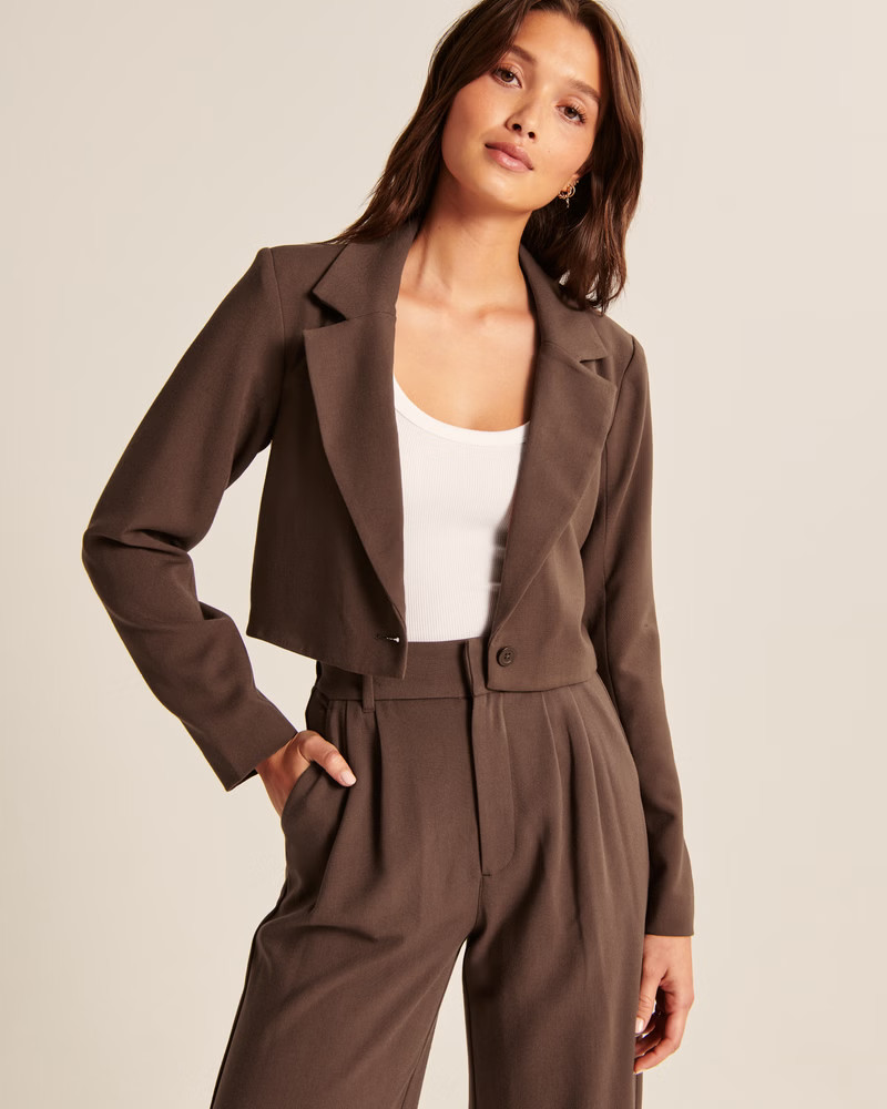 Women's Cropped Blazer | Women's Matching Sets | Abercrombie.com | Abercrombie & Fitch (US)