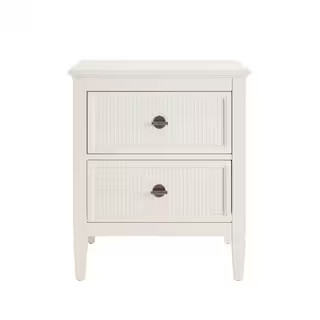 Marsden Ivory 2-Drawer Cane Nightstand | The Home Depot