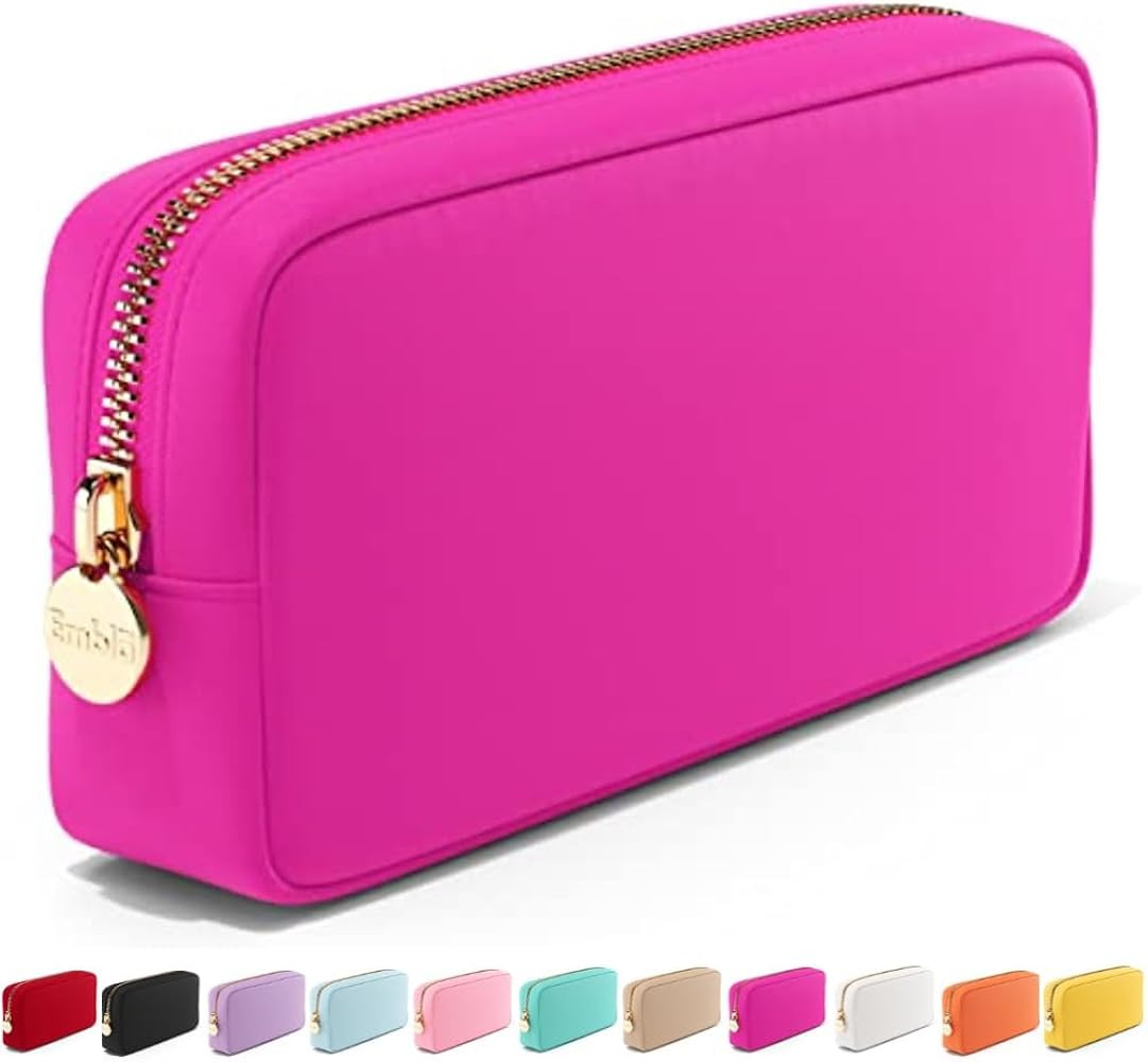 Embla Makeup Bag Travel Cosmetics Pouch and Toiletry Bag, Nylon Zipper Pouch Purse, Cute Make Up ... | Amazon (US)