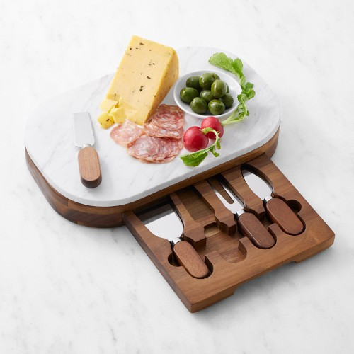 Marble Cheese Board Set with Knives, Walnut | Williams-Sonoma
