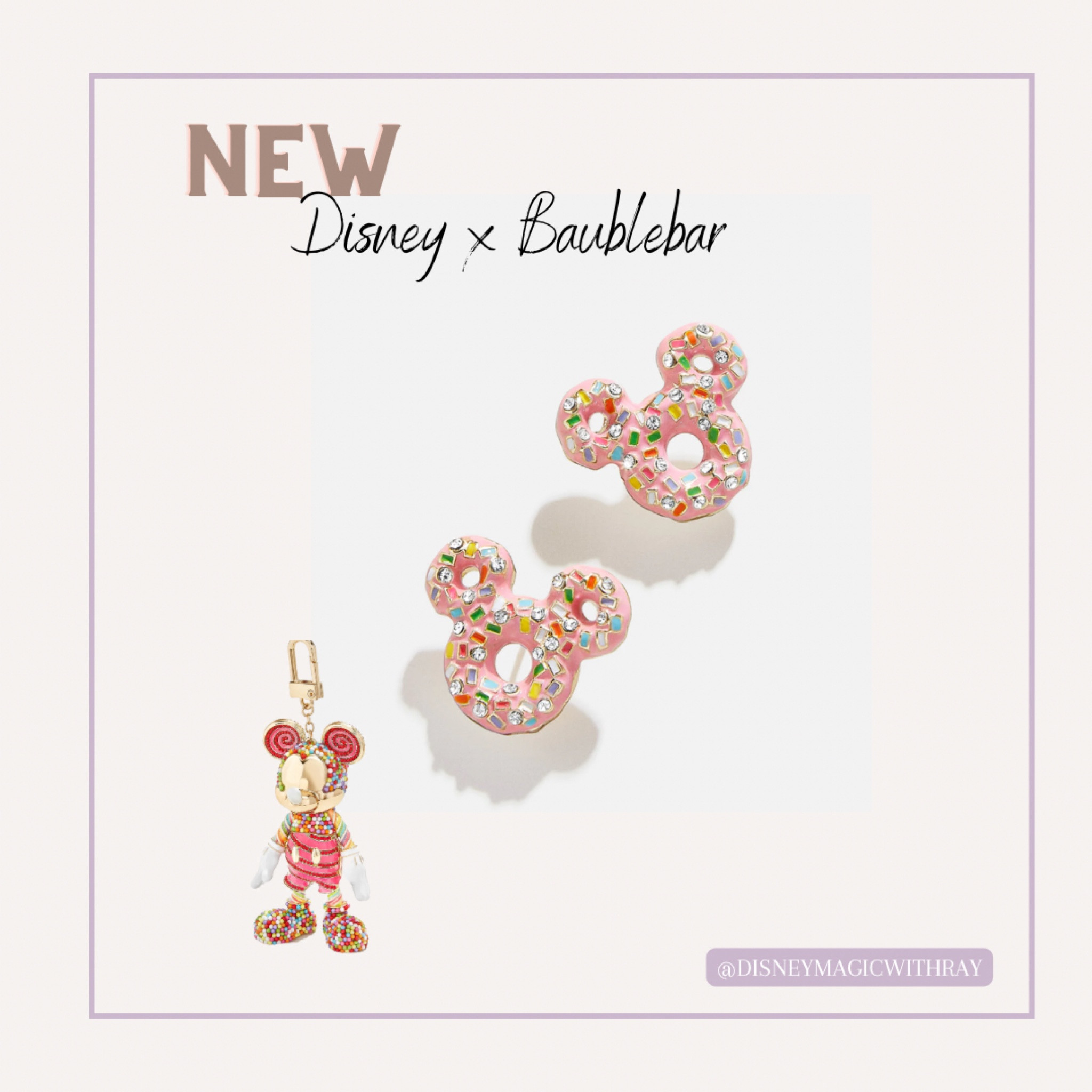 Baublebar Mickey Mouse Disney Doughnut Stud Earrings - Pink