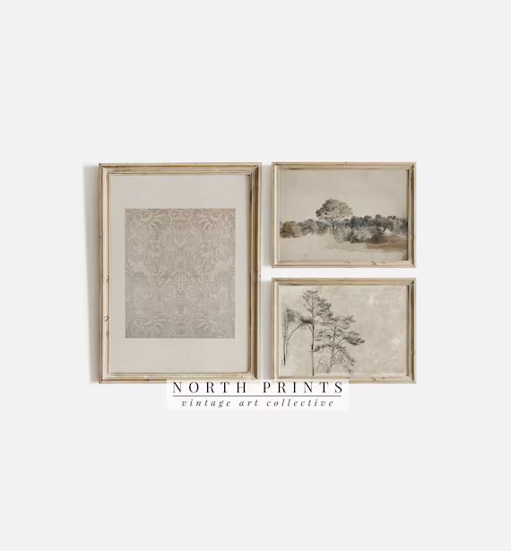 Set of Three Neutral Gallery Wall Prints| Tapestry Landscape Tree Sketch | PRINTABLE Digital | S3... | Etsy (US)