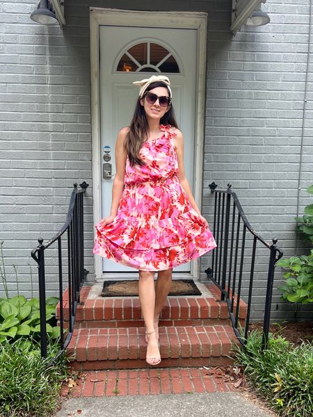 This one shoulder pink floral tiered mini dress would be a cute addition to your summer wardrobe! I love the fabric, pattern, color, and tiered detail.  It was a little big on me. If you have a small bust- size down. This dress would be perfect for a summer party and so many other occasions 💕
Summer looks, summer outfit, sale, summer style, BrandiKimberlyStyle

#LTKStyleTip #LTKSeasonal #LTKParties