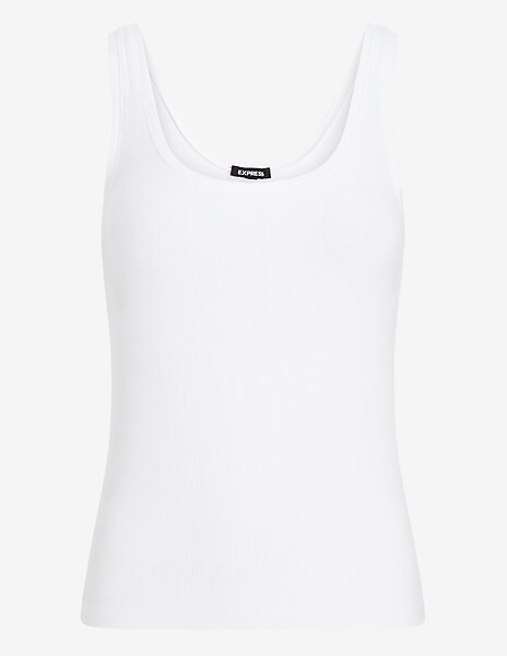 Fitted Ribbed Scoop Neck Tank | Express