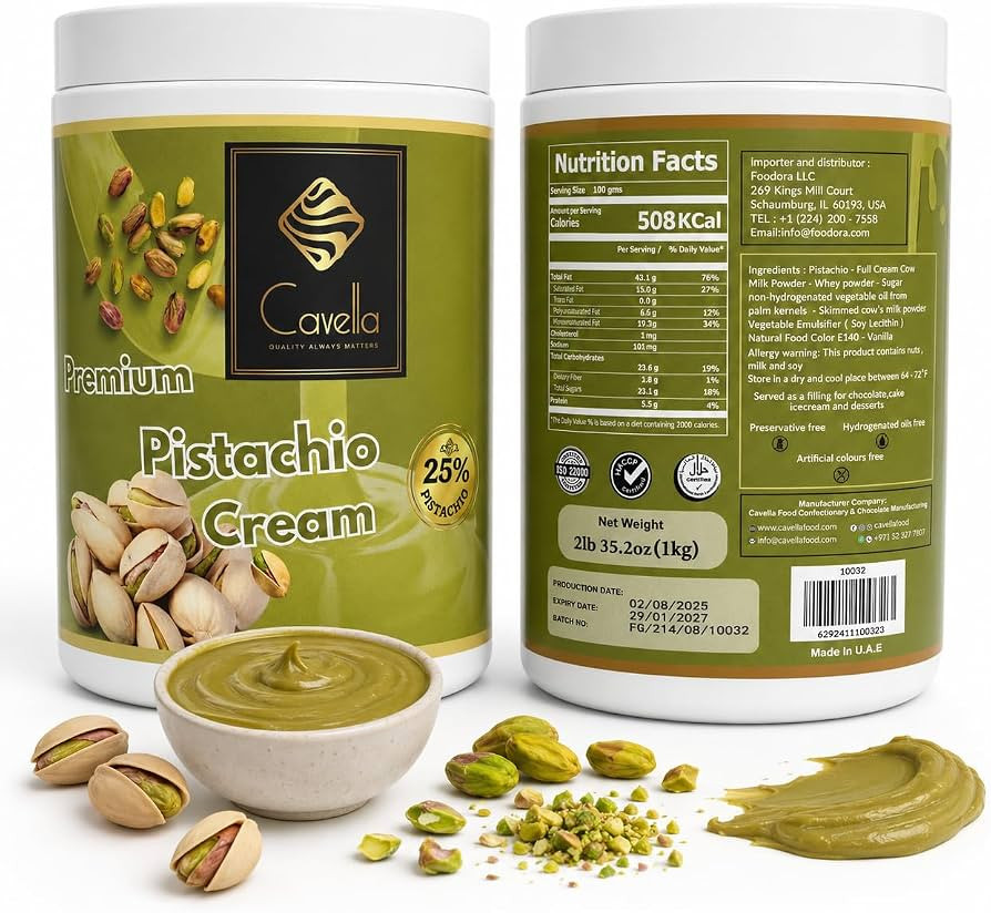 Cavella Premium Pistachio Cream Spread - Smooth Pistachio Filling for Dubai Chocolate, Kadayif De... | Amazon (US)