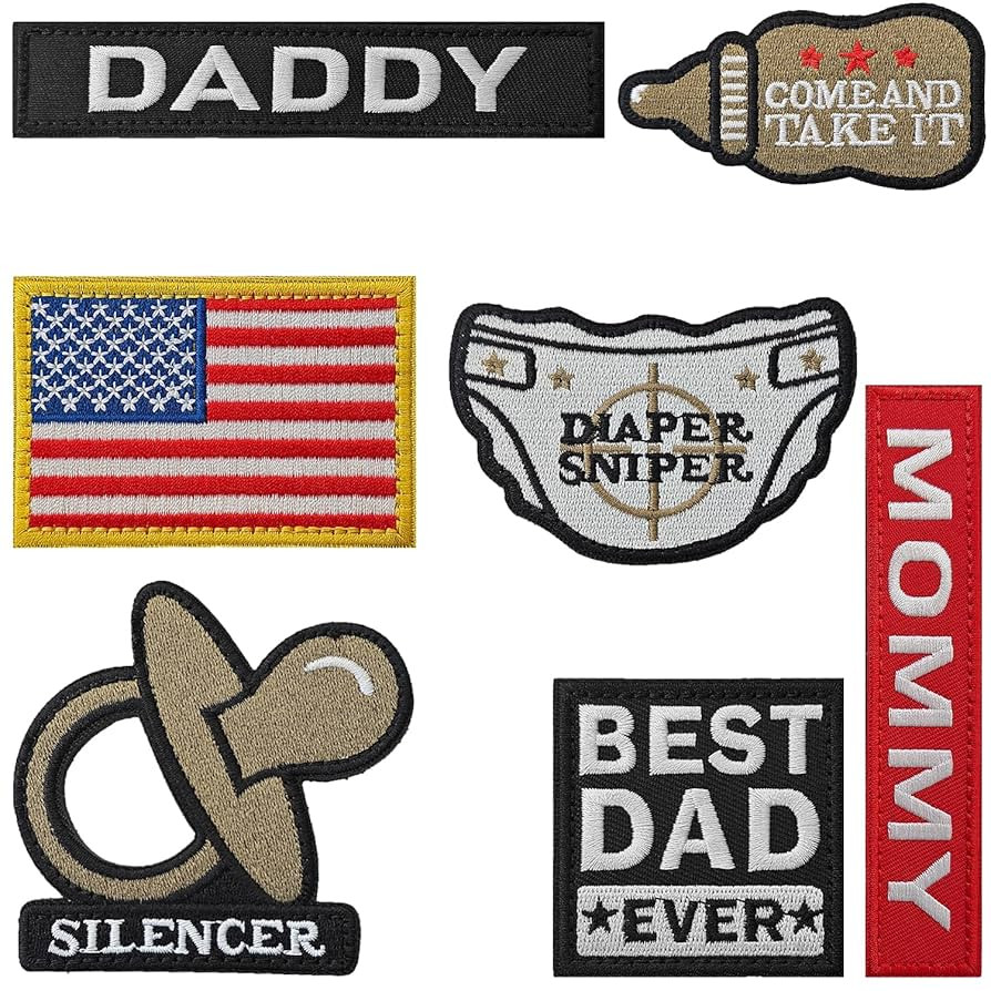 7 Pieces Daddy and Mommy Patches, Hook and Loop Tactical Funny Patch for Hats, Diaper Bags, Lunch... | Amazon (US)