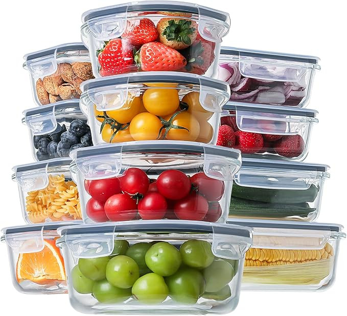 HOMBERKING 24pc Glass Food Storage Containers with Lids, Glass Meal Prep Containers, Airtight Ben... | Amazon (US)