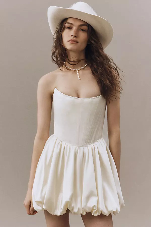 SAU LEE Lydia Strapless Bubble Satin Mini Dress | Anthropologie (US)